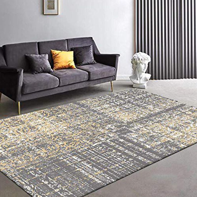 Alfombra de estampado abstracto gris oscuro poliéster alfombra moderna alfombra sin deslizamiento para decoración del hogar