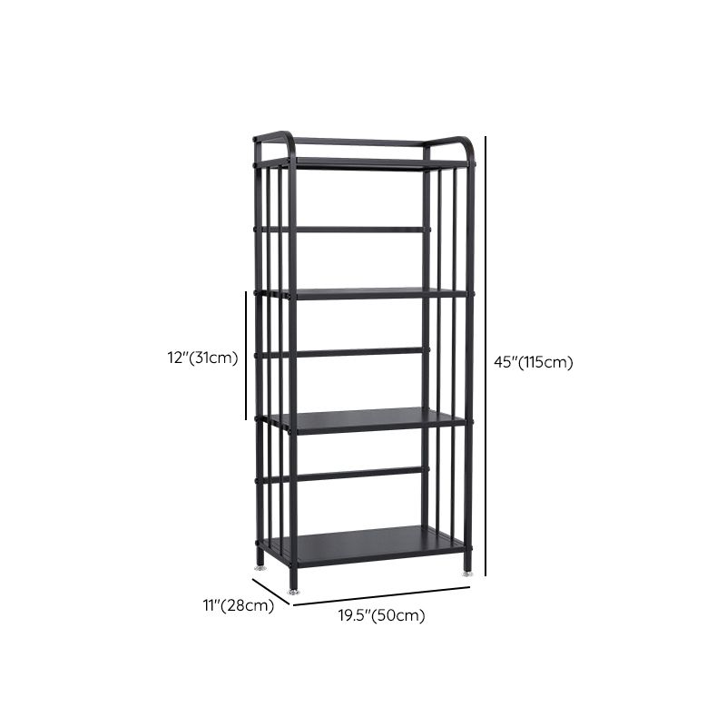Contemporary Metal Bookshelf Black Etagere Shelf Bookcase for Study Room