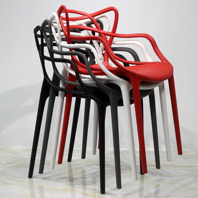 Sillas de comedor estilo Glam, sillas laterales de plástico para cocina y comedor (juego de 4)