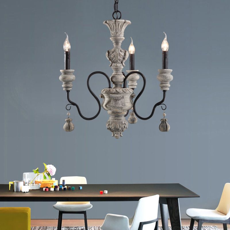 Candle Chandelier Light Fixture Traditional Resin Pendant Lighting for Restaurant