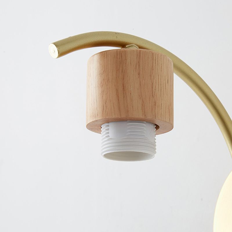 Wood Modern Wall Sconce Geometric Shape Wall Light with Glass Shade for Bedroom