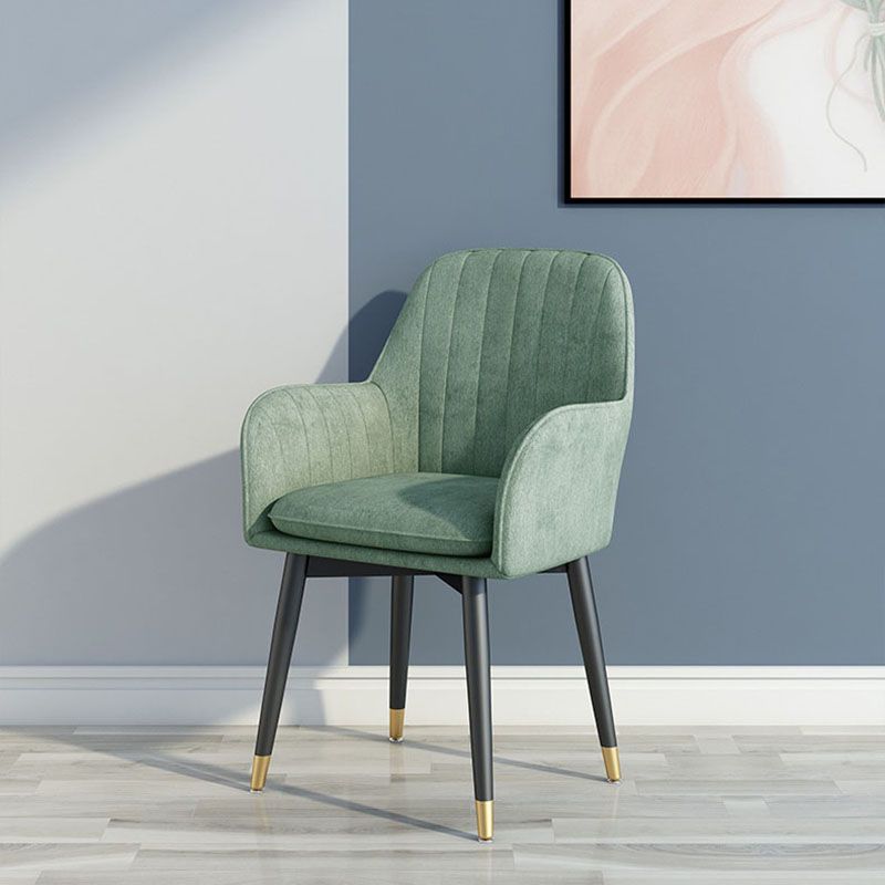 Sillas de comedor de tela escandinava para el hogar, silla lateral de comedor con respaldo sólido y brazo