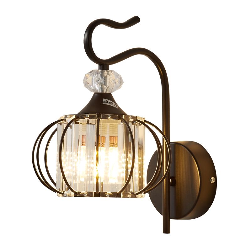 Crystal Lantern Wall Mounted Lamp Simplicity 1-Light Crystal Sconce Lighting for Living Room