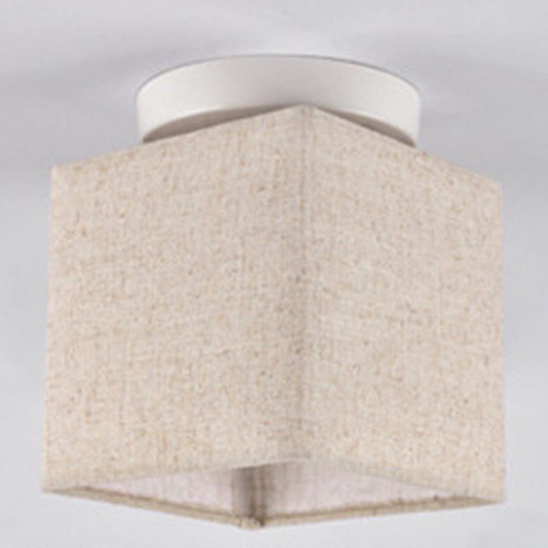 Modern Minimalist Fabric Ceiling Flush Mount Light Square Shape Semi Flush Mount Lighting for Bedroom