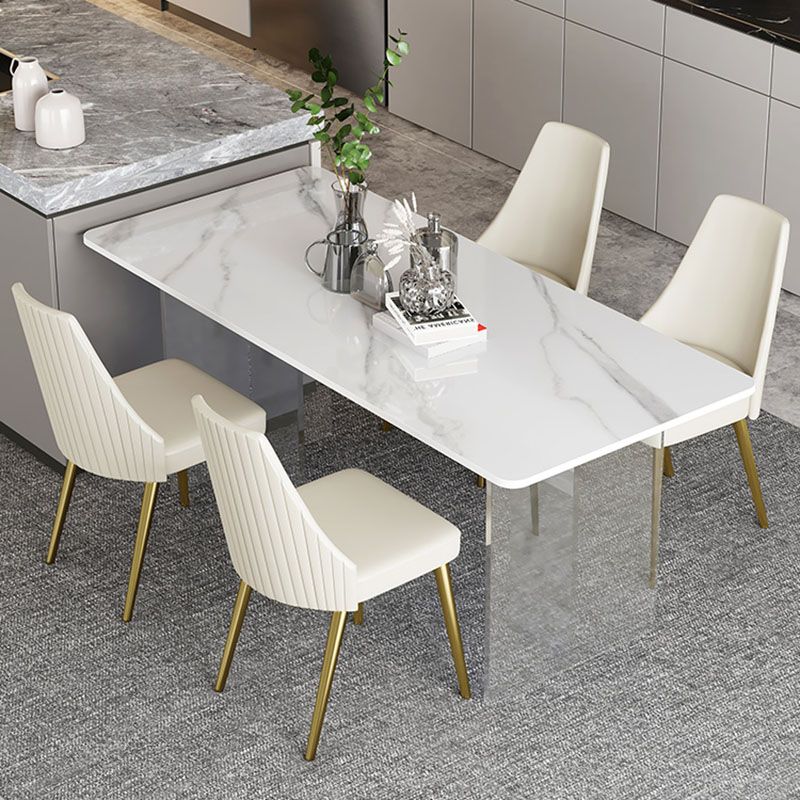 Acrylic Modern 1/2/4/5 Pieces Dining Room Set Rectangle Double Pedestal Table Set