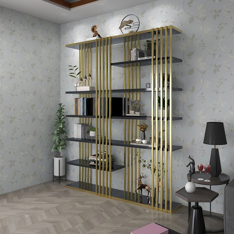 82.67 "H Bookshelf Gold Style Open Back Bookcase para la sala de estudio del Ministerio del Interior