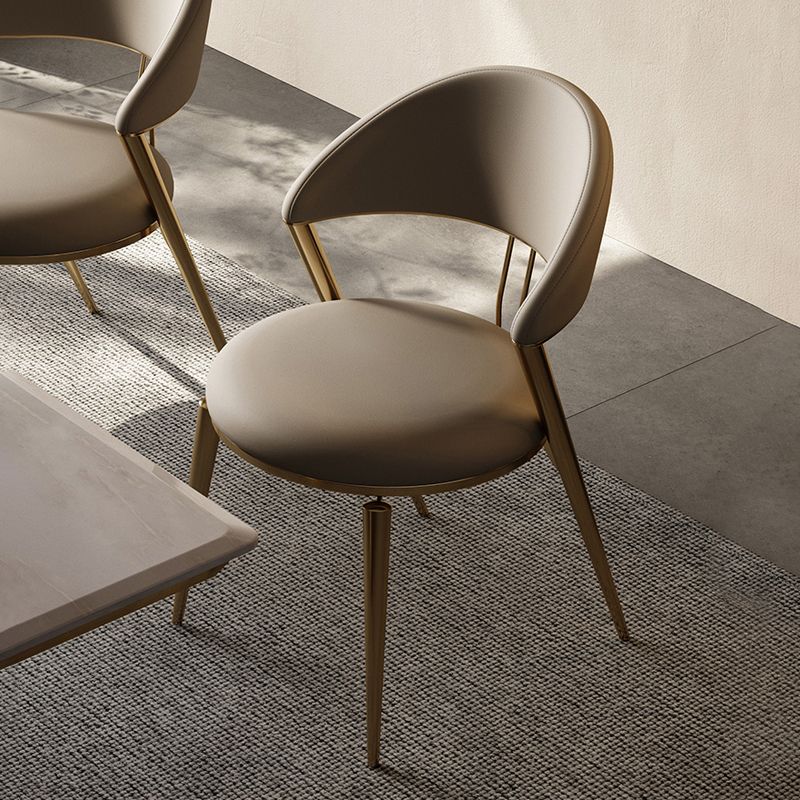 Glam Style Armless Dining Chairs Faux Leather Open Back Dining Side Chair