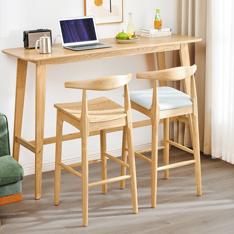 Contemporary Solid Wood Bar Dining Table Rectangle Bar Table in Natural