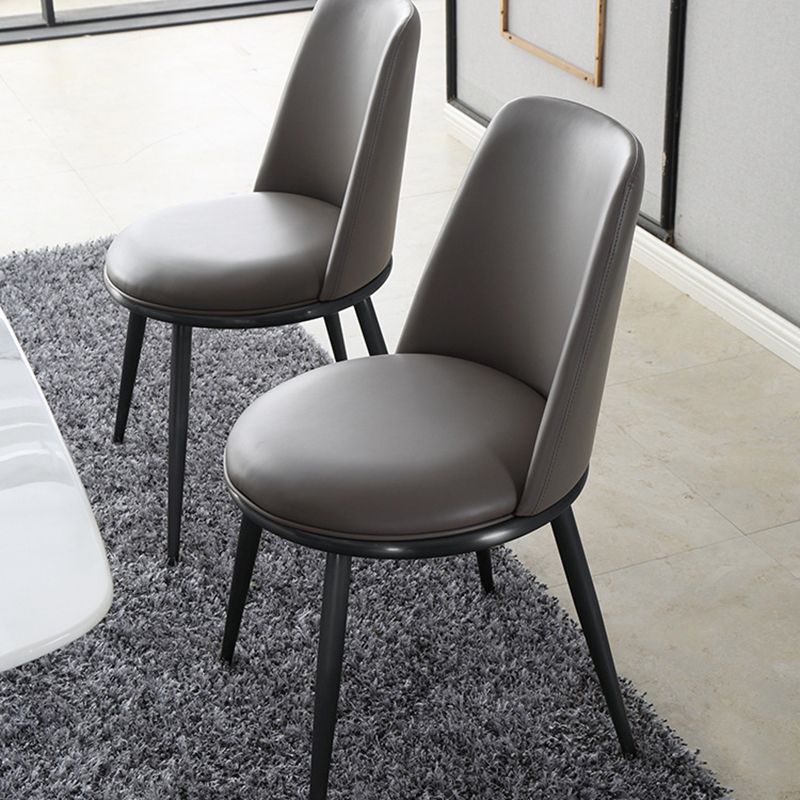 Glam Home Side Chair Metal Legs Upholstered Armless Dining Chair