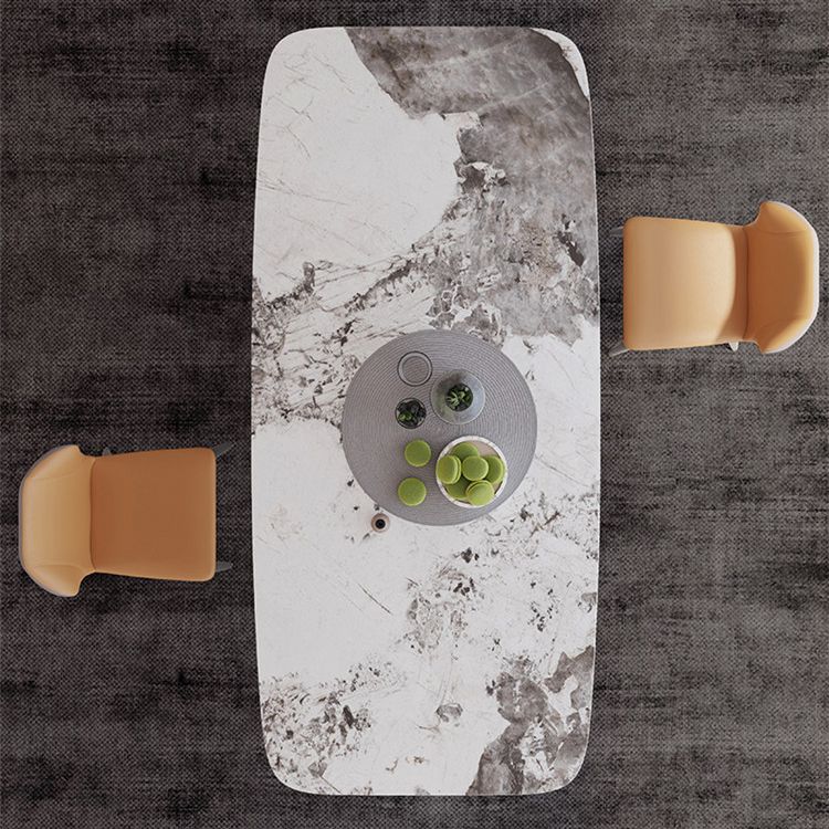 Traditioneller Luxus -Esstisch Rechteck Sintered Stone Trestle Tisch mit Goldrahmen