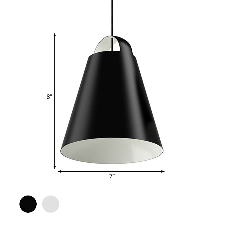 Modernist 1 Head Ceiling Light Black/White Trumpet Suspended Lighting Fixture with Metal Shade