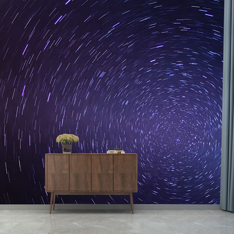 Huge Night Sky Wallpaper Mural Washable Modern Living Room Wall Covering in Blue-Purple