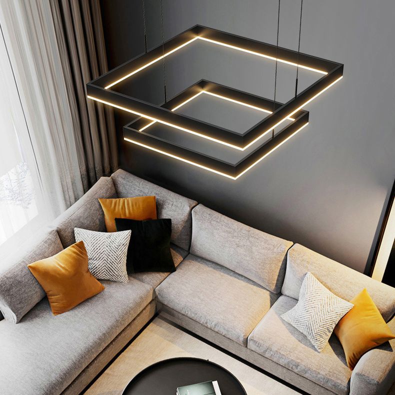 Accesorio de iluminación colgante de 2 niveles metal lámpara de colgante de estilo LED en negro