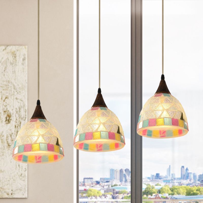 Shell Bell hanglamp LICHT BEWERST MEDITERRANE NIET Bronze multi-hangende lamp met mozaïekrand in brons in brons