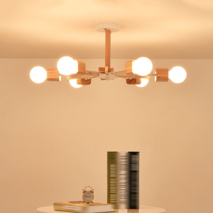 Rami sferici multi chiaro luci appese a sospensione moderna illuminazione a sospensione in legno massiccio