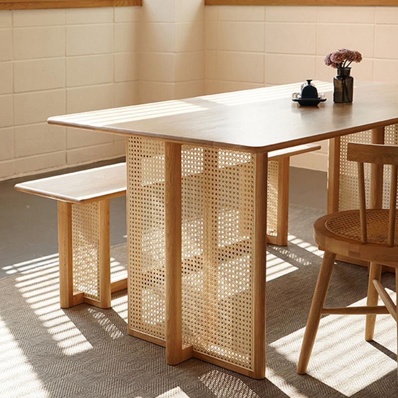 Glam Rectangle Shape Solid Wood Dining Table Khaki Standard Dining Table for Kitchen