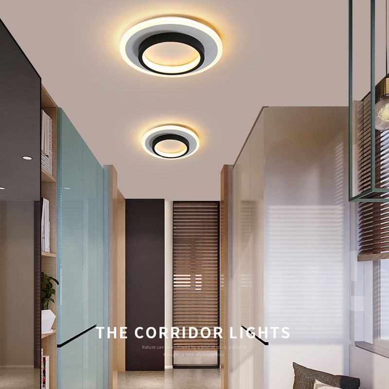 Modern Geometric Ceiling Lamp Aluminium 1 Light Flush Mount with Hole 2.5-4'' Dia