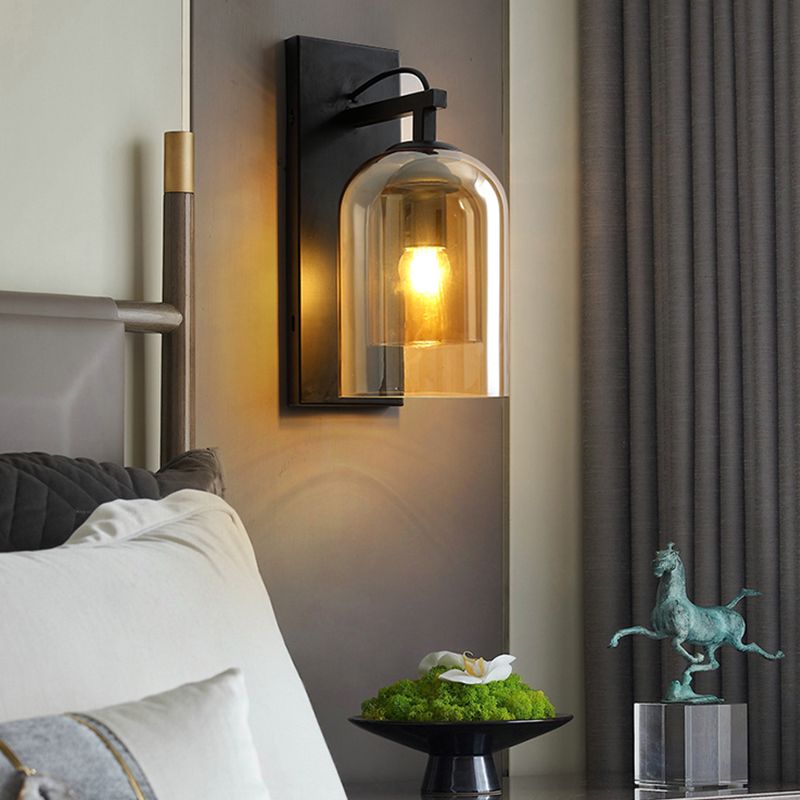 Cylinder Shape Glass Vanity Lamp Industrial Style 1 Light Vanity Light Fixture