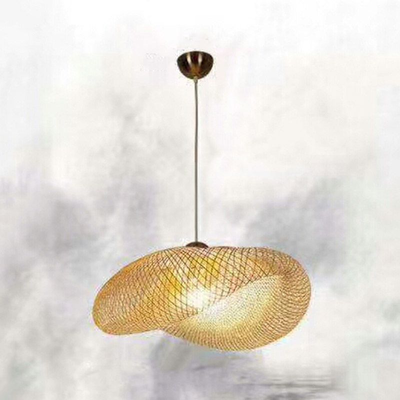 Contemporary Style Hanging Light Bamboo Pendent Lighting Fixture for Living Room