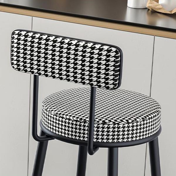 Modern Armless Backrest Counter Stool Iron Cafe Bar Stool with Pedal and Cushion