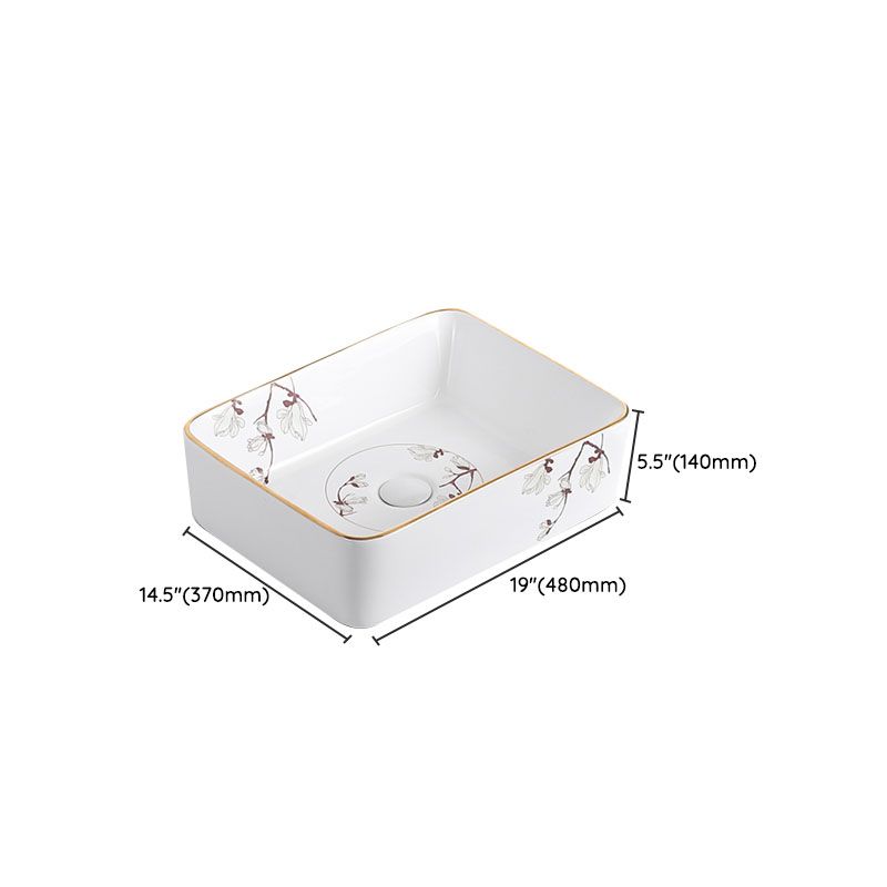 Traditional Vessel Sink Round Porcelain with Faucet Vessel Bathroom Sink
