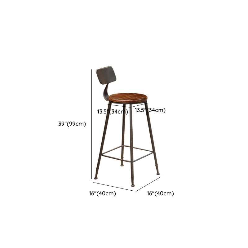 Industrial Armless Dining Stool Low Back Bar Stool with Metal Base
