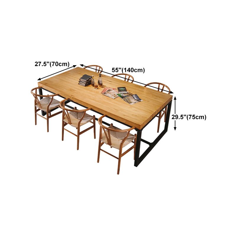 Solid Wood Top Dining Table Industrial Rectangle Table with Trestle Base