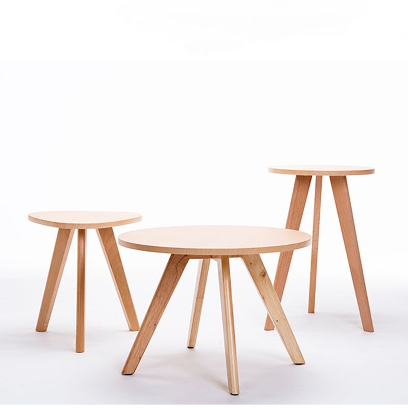 Contemporary Wooden Cocktail Table Round / Square / Triangle Top Coffee Table