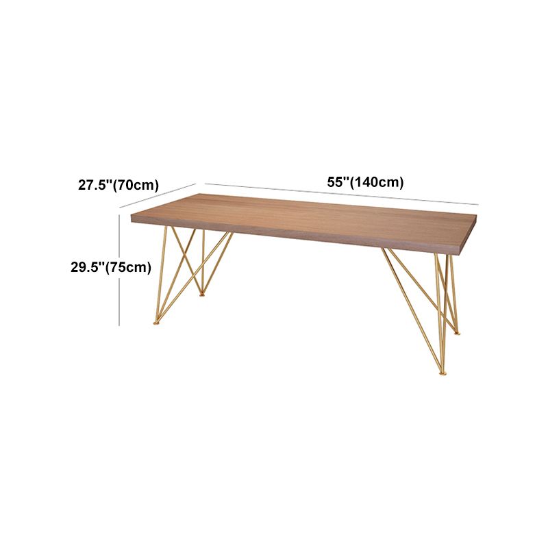 Glam Style Wooden Office Desk Rectangular Desk with Gold Frame