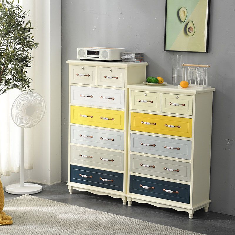 Glam Chest Bedroom Solid Wood Storage Chest in White with Drawers