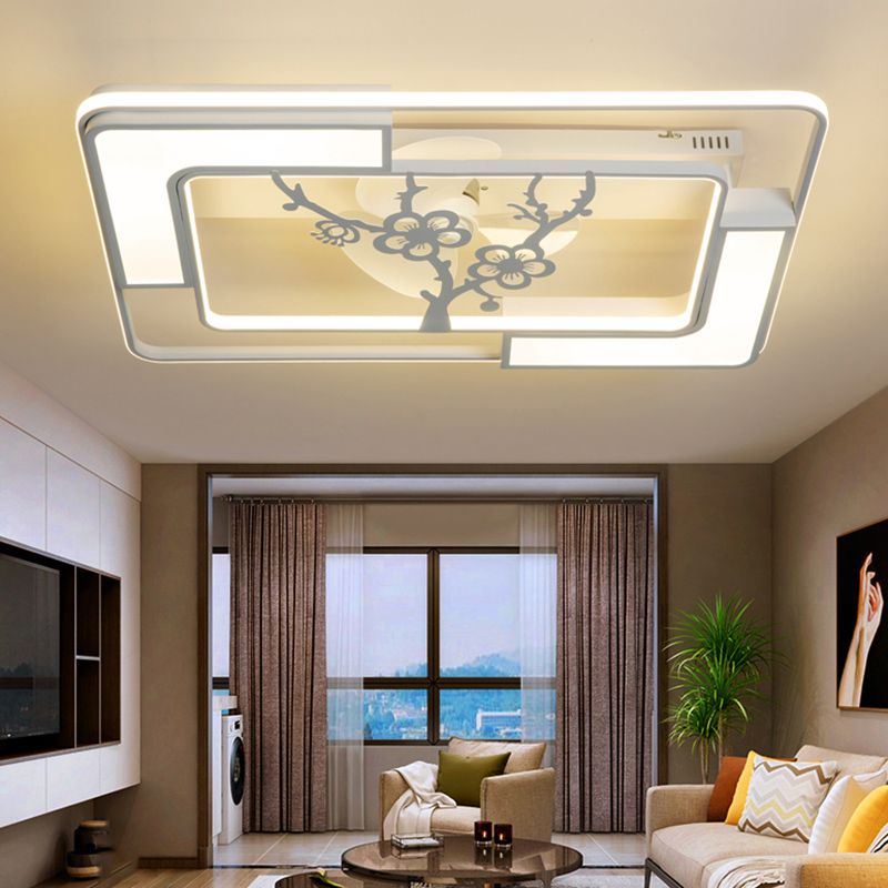 Metal Geometric Fan Light Nordic White LED Flush Mount Light for Bedroom