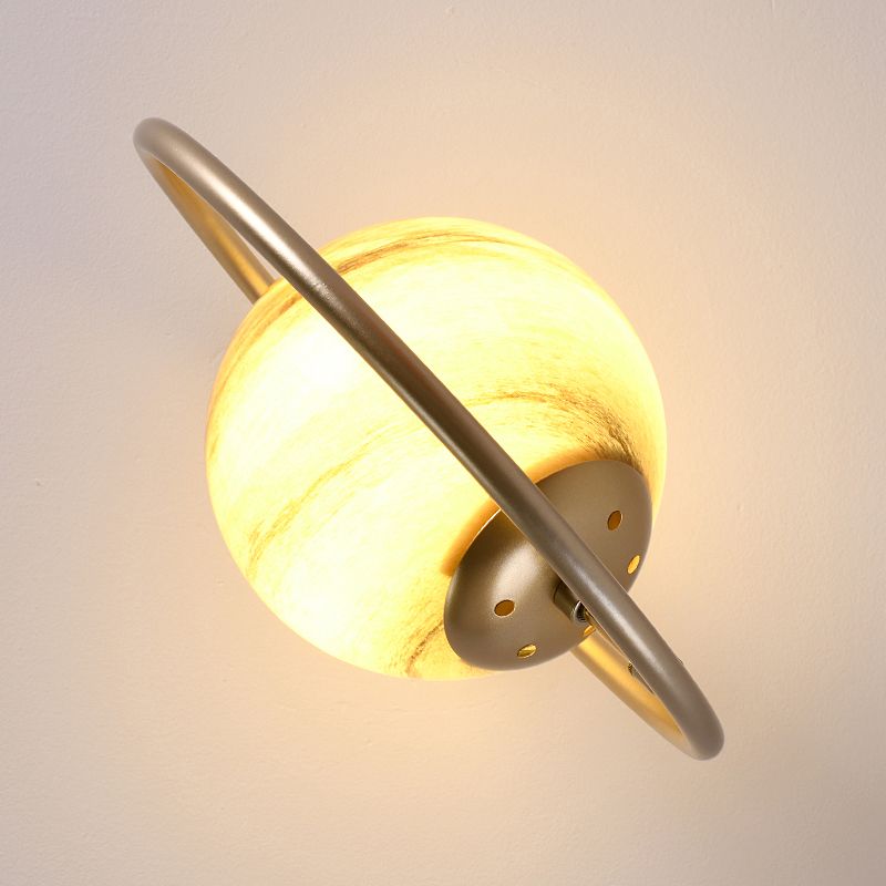 Ball and Ring Corridor Ceiling Light Glass 1-Light Minimalist Semi Flush Mount Light