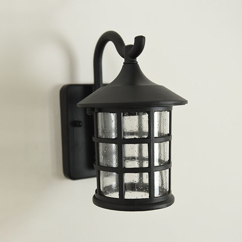 Modern Style Aluminum Wall Light Cage Shape Wall Sconce with Glass for Outdoors