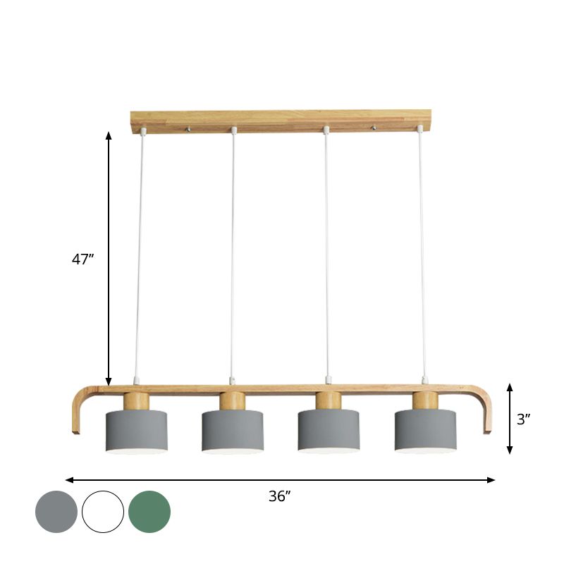 Metal Drum Shade Island Light 3/4 Heads Nordic Simple Chandelier Light for Dining Room Kitchen