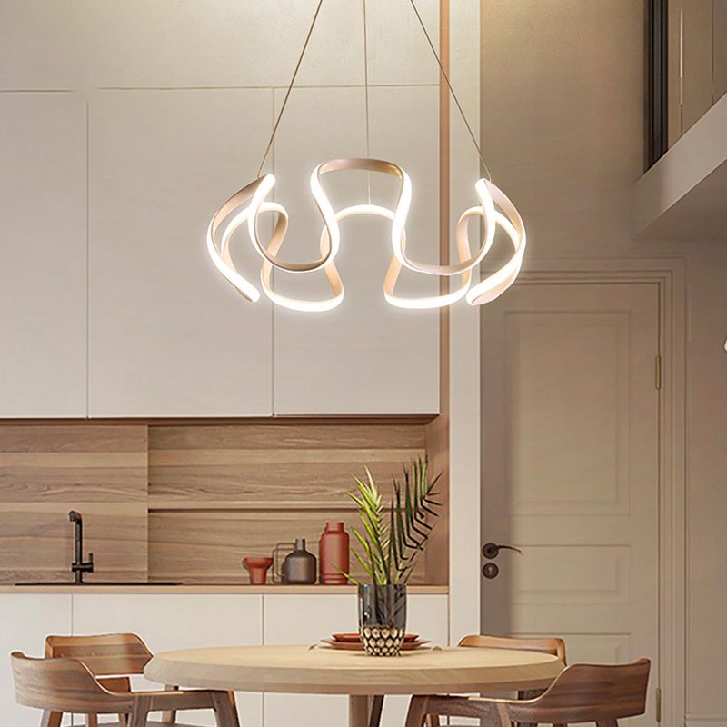 Contemporary Wave Chandelier Lights Metal 1 Light Chandelier Pendant Light