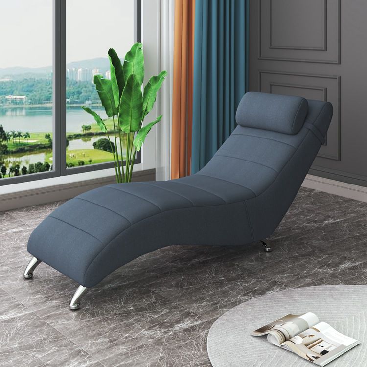 Faux Leather Chaise Lounge Armless Solid Color Chaise for Bedroom and Living Room