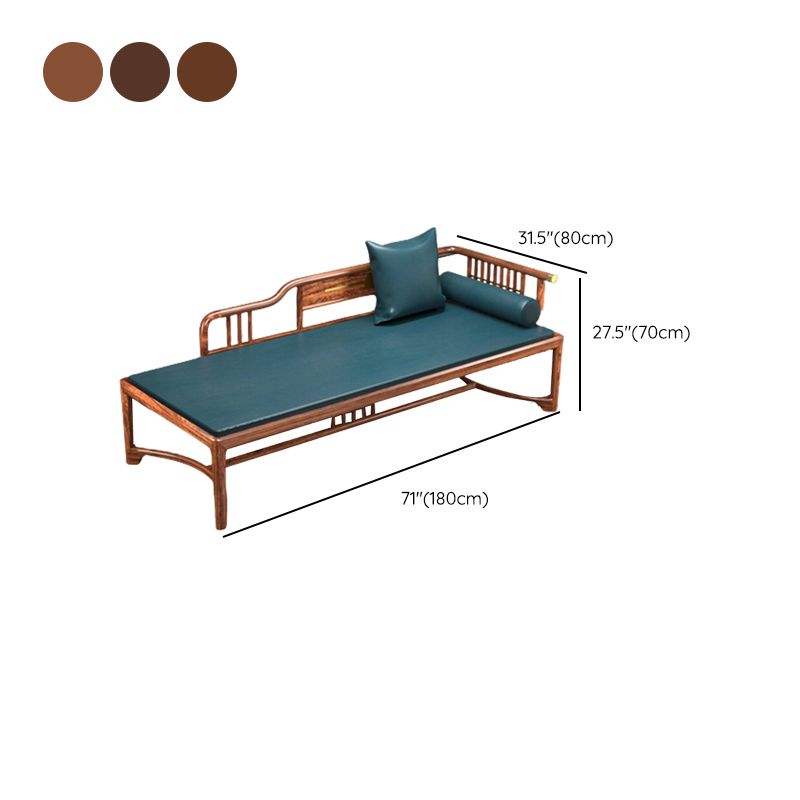 Traditional Brown with Arms Chaise Wood Round Arms for Bedroom Living Room