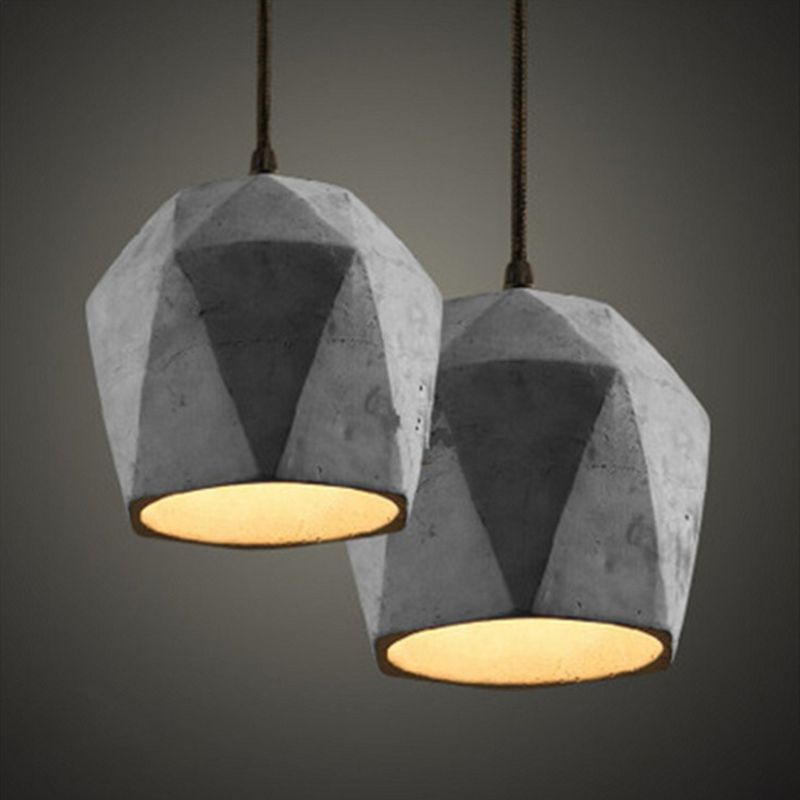 Grijze geometrische hanger lamp Minimalistisch 1-licht cementophanglicht voor eetkamer