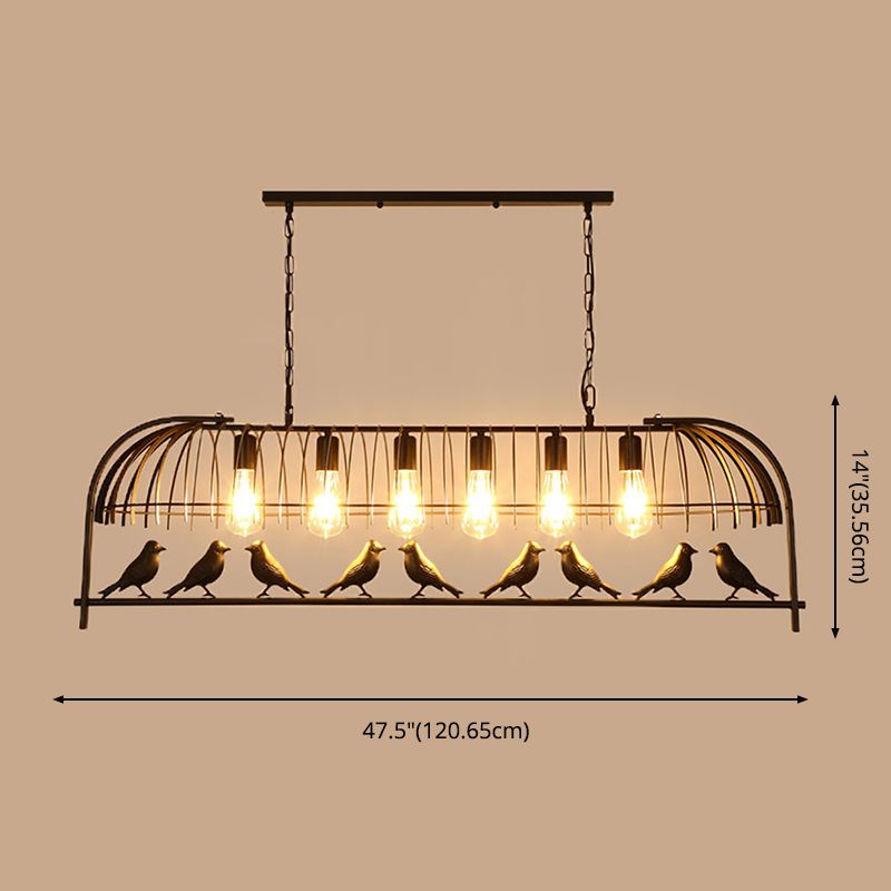 Luces de lámpara de araña de la isla de pájaros accesorios de iluminación de araña de metal industrial para mesa de comedor