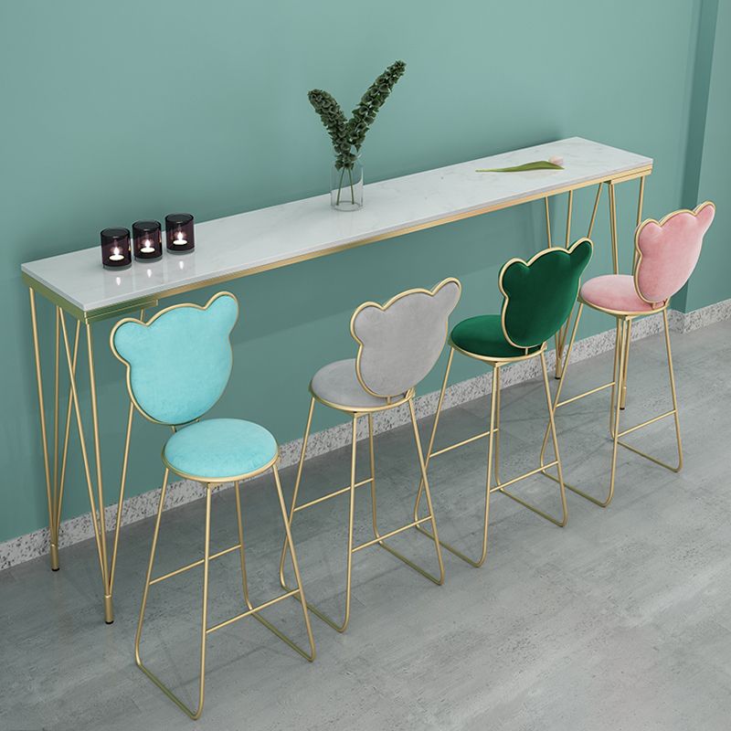 Glam Style Rectangle Bar Table Faux Marble 4 Legs Bar Dining Table