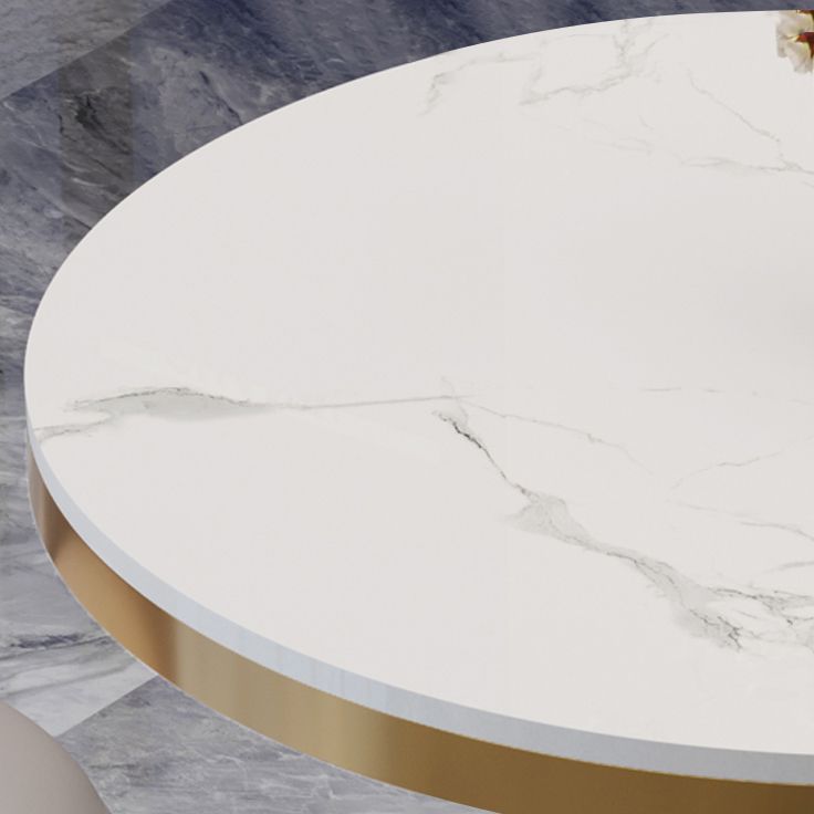 Traditional Luxury Round Dining Table Sintered Stone Dining Table with Pedestal Base