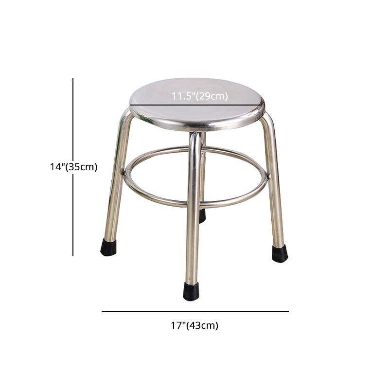 Modern Armless Backless Counter Stool Stainless Steel Laboratory Bar Stool with Pedal