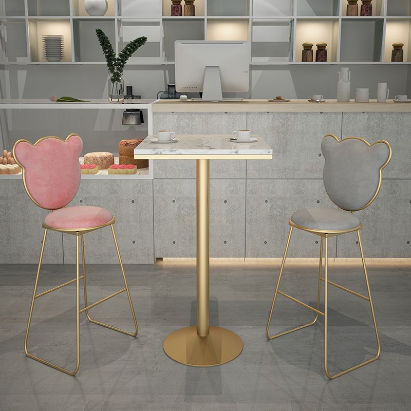 Glam Gold Metal Bar Table 21.6"W Top Marble Bistro Table for Breakroom