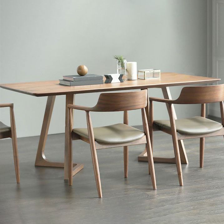 Home Rectangle Fixed Table Industrial Solid Wood Double Pedestal Dining Desk