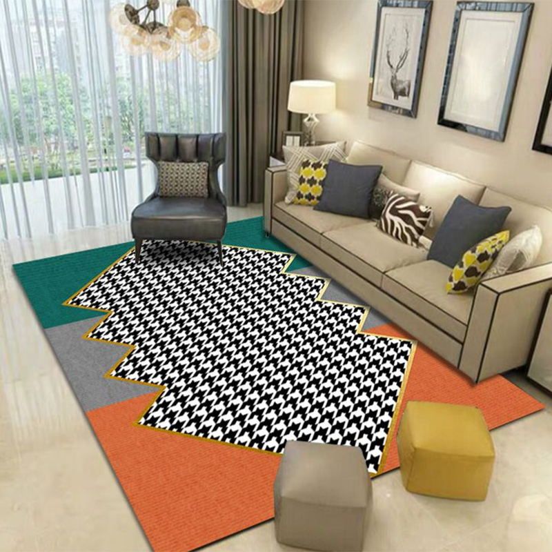 Blue Abstract Indoor Carpet Polyester Modern Rug Anti-Split Backing Area Rug for Indoor Room