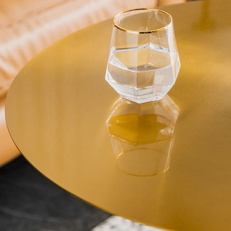 Round Metal/glass Table with Pedestal Base Base Mid-century Modern Side Table
