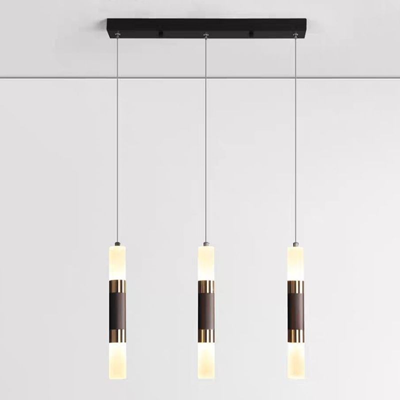 Acrylic Cylindrical LED Pendant Light in Modern Concise Style Wrought Iron Hanging Lamp for Bedroom