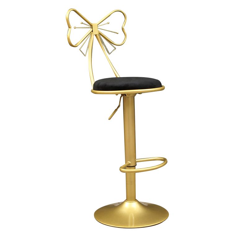 Glam Style Armless Counter Stool Upholstered Adjustable Height Bar Stool