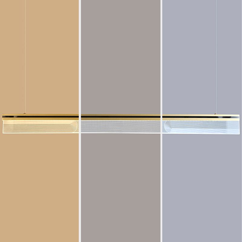 Lámpara colgante de restaurantes de 1 luces de la isla rectangular moderna con sombra acrílica transparente