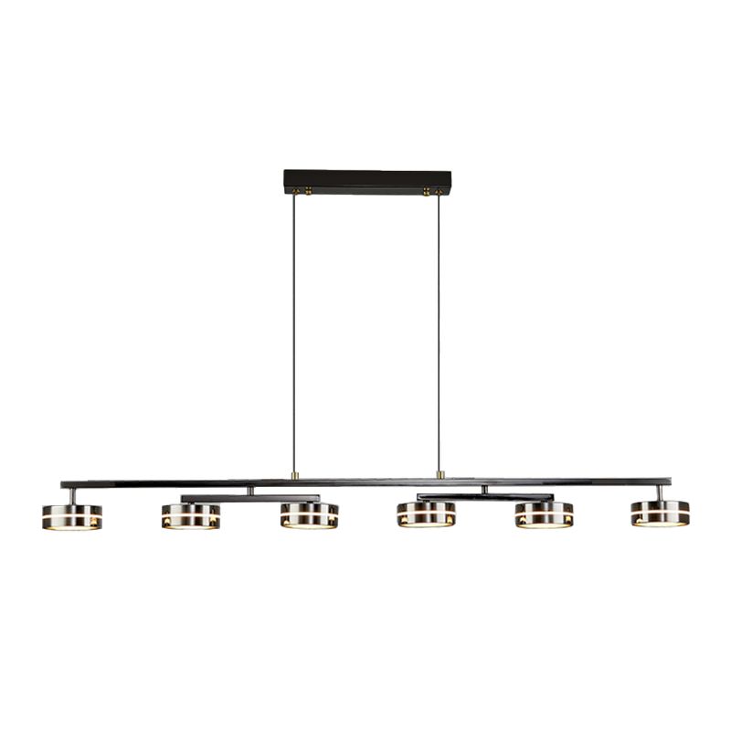 Metal and Acrylic Kitchen Island Fixture in Black LED Linear 5 / 6 - Head Pendant Ceiling